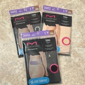 Maidenform Women's Shapewear Tame Your Tummy Lace Shaping Thong Size 3XL Black